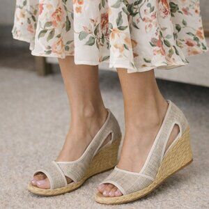 Donald J Pliner Coraa Linen Espadrille Wedge Sandals Women's 8.5M Neutral Comfy